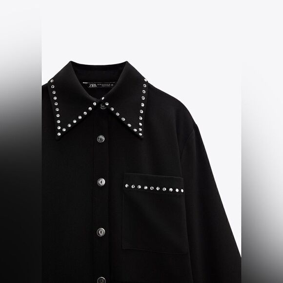 ZARA STUDDED SHIRT DRESS - Picture 9 of 9
